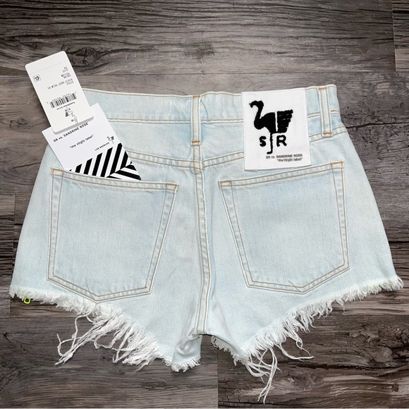 Sandrine Rose xFree People Light Wash Neon Side Zips Fray Hem Cutoff Jean Shorts - Picture 4 of 9